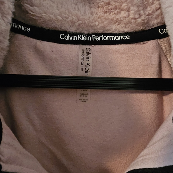 CALVIN KLEIN PERFORMANCE Women's 1/4 Zip Pullover Jacket Coat Faux Fur L - Picture 3 of 6